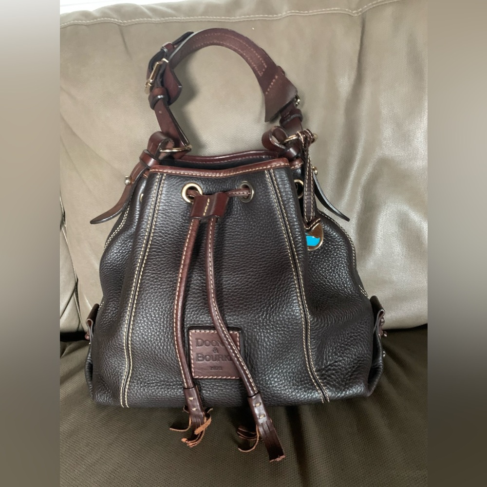 Dooney & Bourke Drawstring Bag Dark Brown Leather